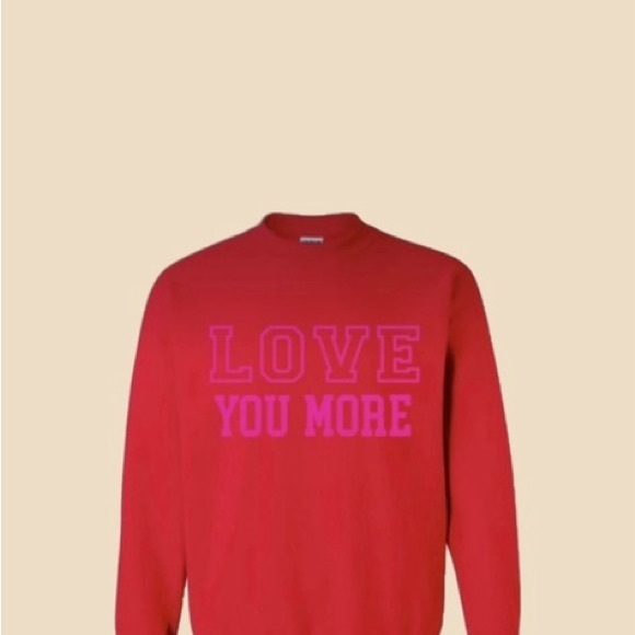 Red Crewneck Sweatshirt with Love You More Text - Picture 4 of 4